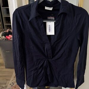 Elegant Black Women's Blouse with Knot Detail